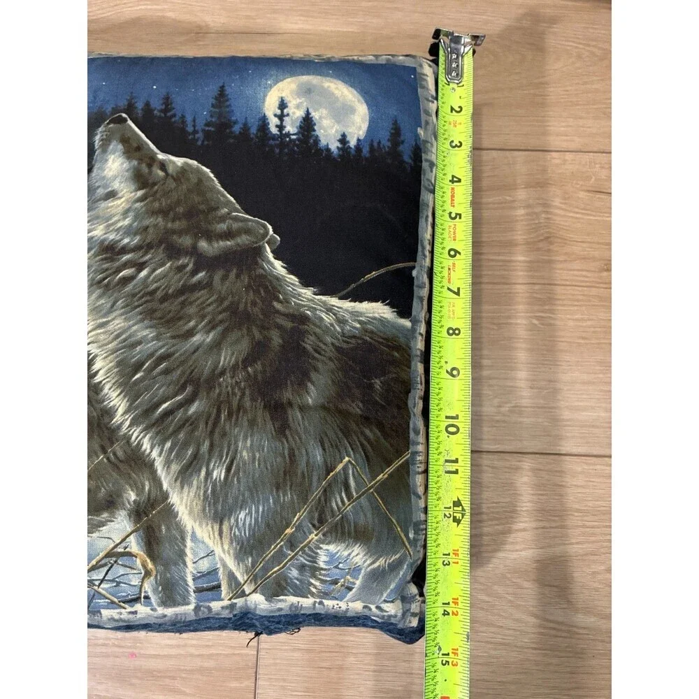 3 PC Set Wolf & Full Moon Accent Pillows with Blue Tassels 14